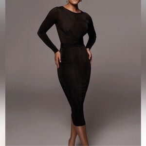 JLUXLABEL Black Vita Front tie dress